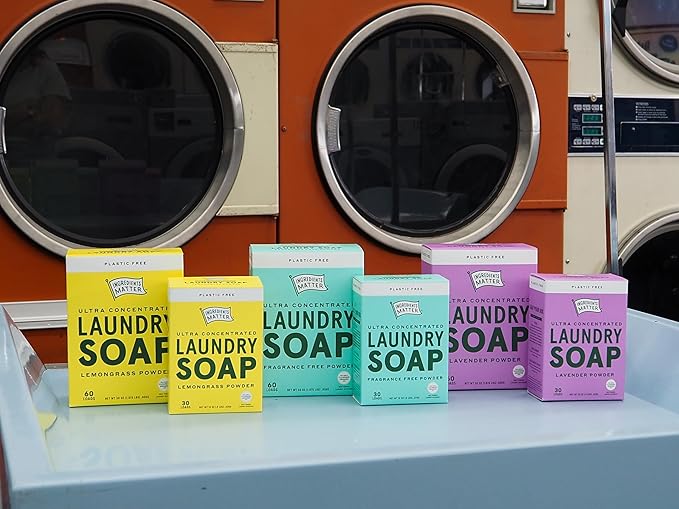 Ingredients Matter Powder Laundry Soap - Lavender Scent, Hypoallergenic Detergent, Natural & Eco-Friendly, Plastic Free, Made in USA, Natural Essential Oils & Dermatologist Tested - 30 oz, 60 Loads