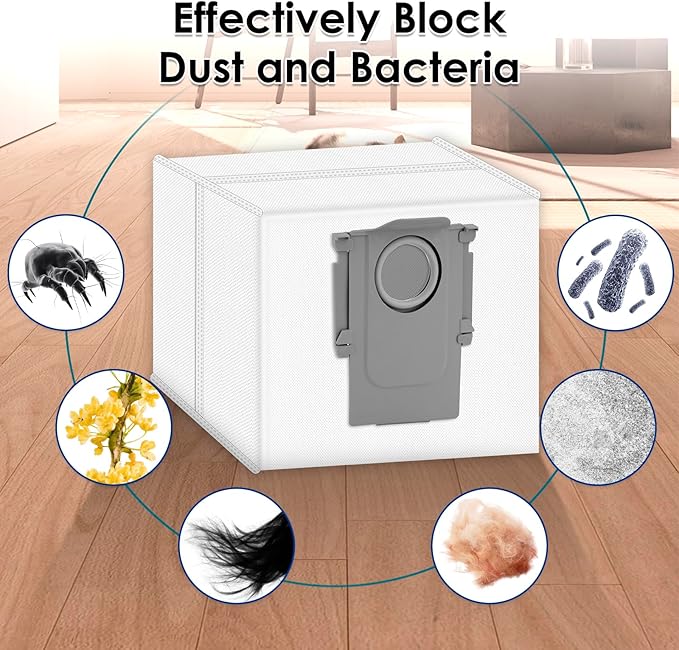(26 Pack) Q5 Pro Plus Replacement Parts Accessories for Roborock Q5 Pro Plus, Q5 Pro+, Q8 Max, Q8 Max+ Robot Vacuum, 4 Roller Brushes, 6 HEPA Filters, 6 Side Brushes, 6 Dust bags, 4 Mop Pads