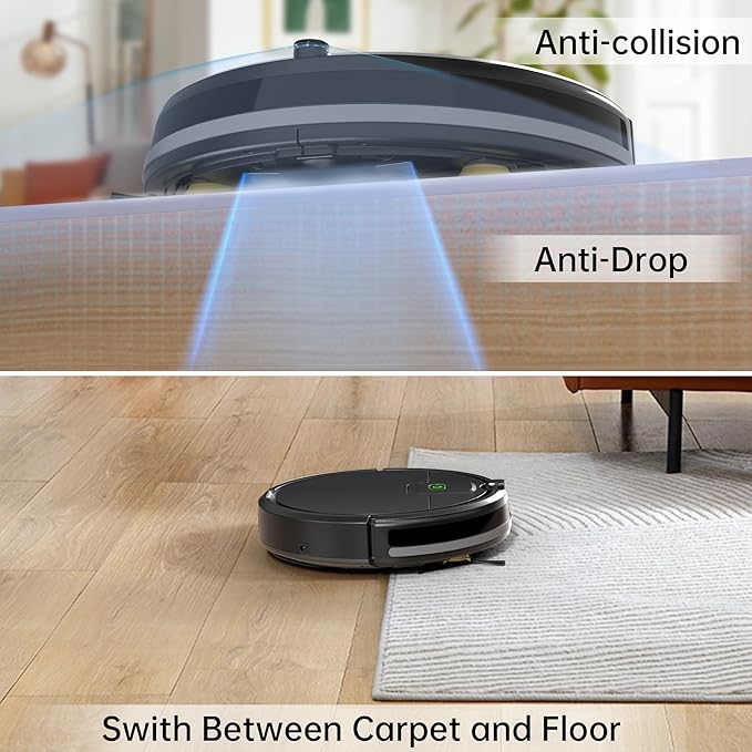 ENCHE Robot Vacuum, Tangle Free Robot Vacuum Cleaner,2900Pa Suction Robotic Vacuum Cleaner with Remote Control,Automatic Self-Charging,Long Run Time,Slim&Quiet for Low Carpet Pet Hair