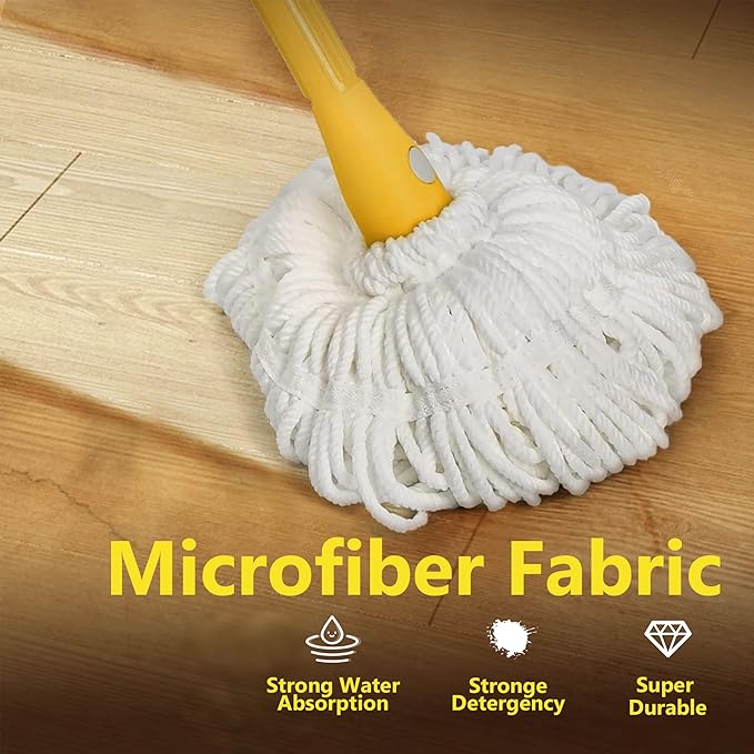 Self-Wringing Mop - Heavy-Duty Wet Mop for Floors | Upgraded 57.5-Inch Long Handle | Ideal for Hardwood, Tile, and Marble Floors