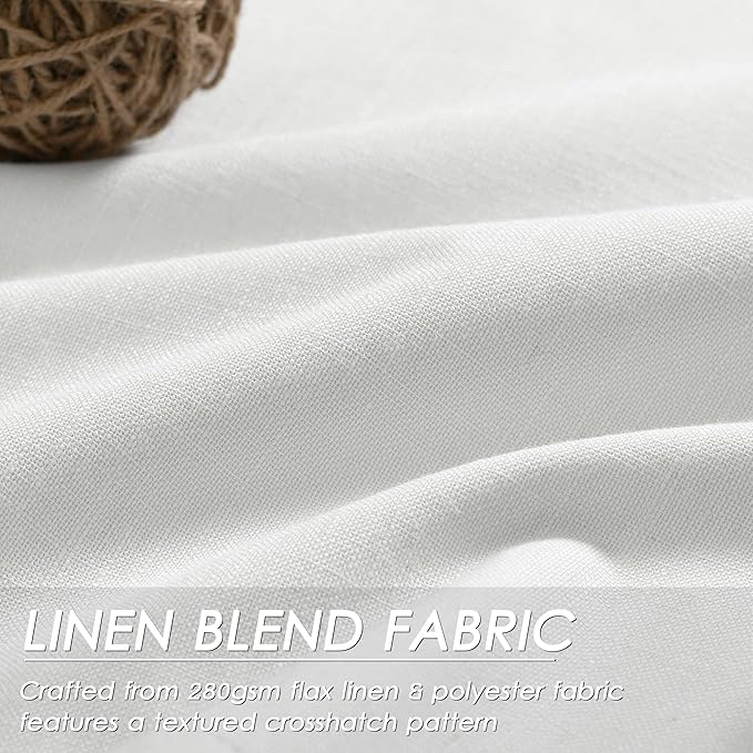 Off White Linen Curtains 90 inch Length 2 Panels Set for Bedroom Thermal Insulated 100% Blackout Linen Drapes Back Tab Neutral Rustic Modern Farmhouse Room Darkening Curtain 52x90