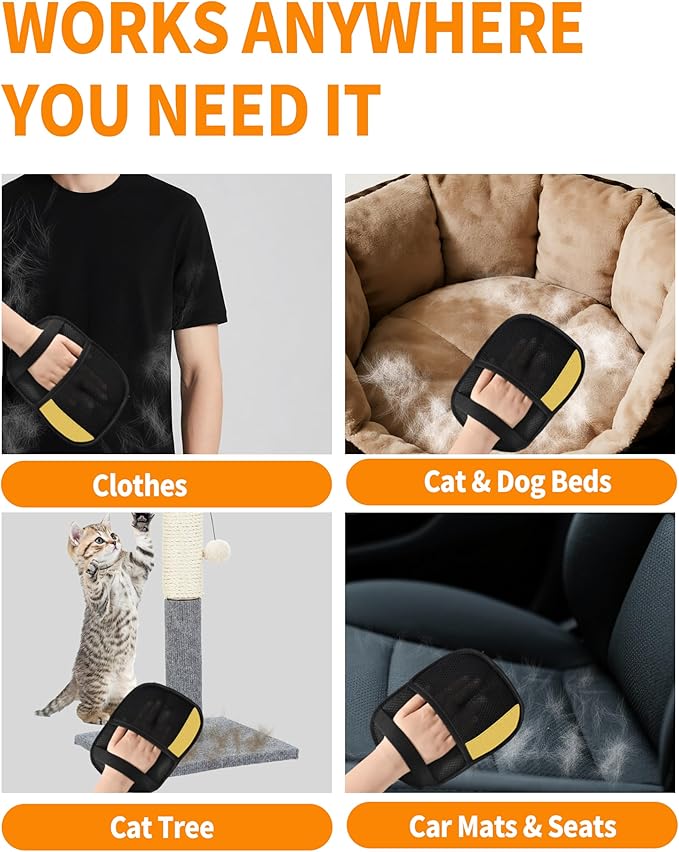 HDLDYDD 2-Pack Pet Hair Removal Glove for Dogs & Cats, Newly Upgraded Electrostatic Pet, Reusable Pet Hair Remover Tool for Clothing, Couch, Carpet, Car Seat