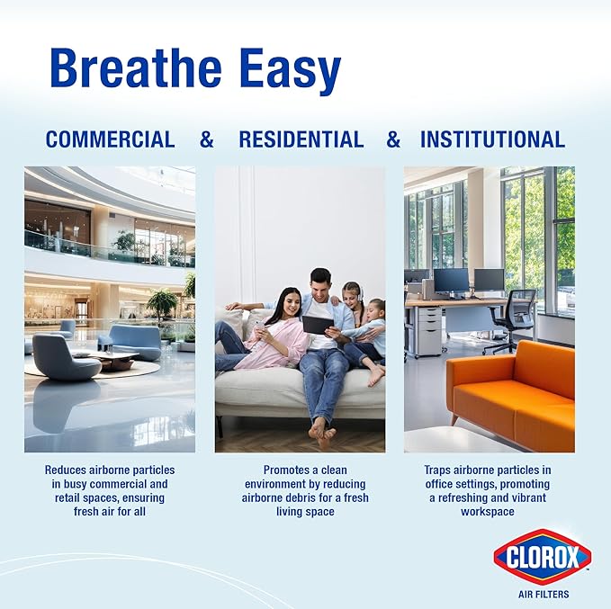 Clorox Air Filters 14x14x1 Furnace Filter, MERV 11 Pleated HVAC AC Furnace Air Filters, MPR 1000 & FPR 7 – Pack of 4