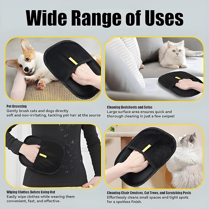 TIKITAKA FTG Pet Hair Removal Glove, 2025 New Upgrade Efficient Pet Grooming, Electrostatic Glove for Cats and Dogs, Reusable Pet Hair Remover Glove (2)