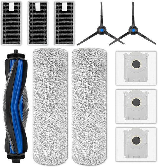 (11 Pack) X8 Pro Omni Replacement Parts Compatible with DEEBOT X8 Pro Omni Robotic Vacuum Cleaner, 1 Roller Brush, 2 Brush Rolleres, 2 Side Brushes, 3 Dust Bags, 3 Filters, Accessories Kit