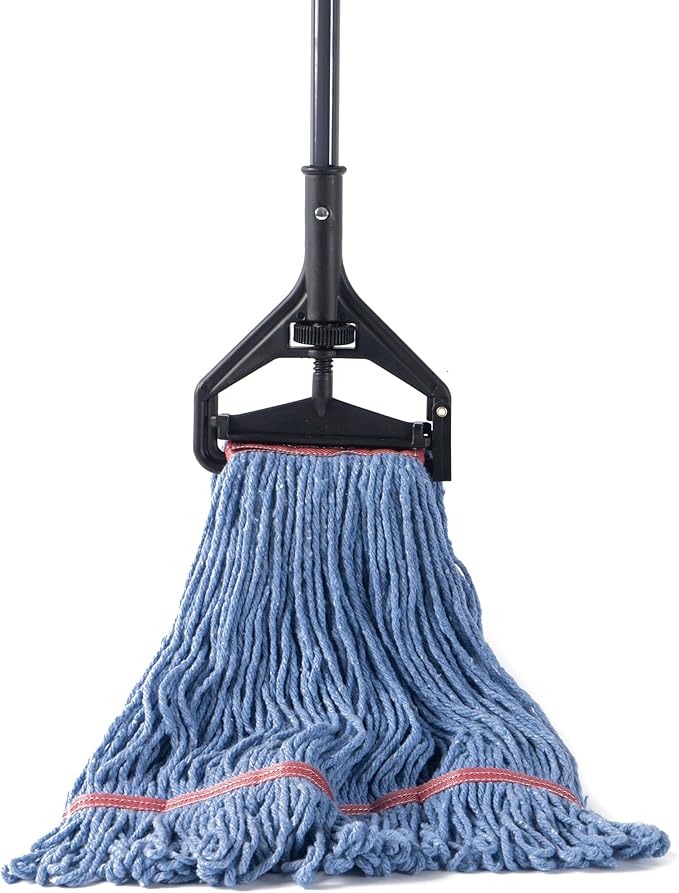 Matthew 2 Set&2 Replacement Commercial&Residential Mop Heavy Duty Industrial Mops w/Adjustable Side-Gate Handle(Quick-Change Gripper) Looped-End String Wet Cotton Mop for Home,Office,Workshop