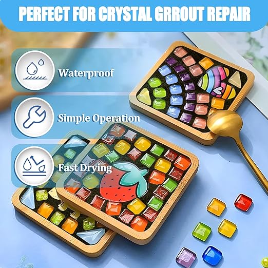OOTDART Mosaic Crystal Grout, Mosaics Tile Tools, Mosaic Tile Accessories – Essential for Handmade Grouting and Perfect for DIY Craft Projects (Black, 8.8oz)
