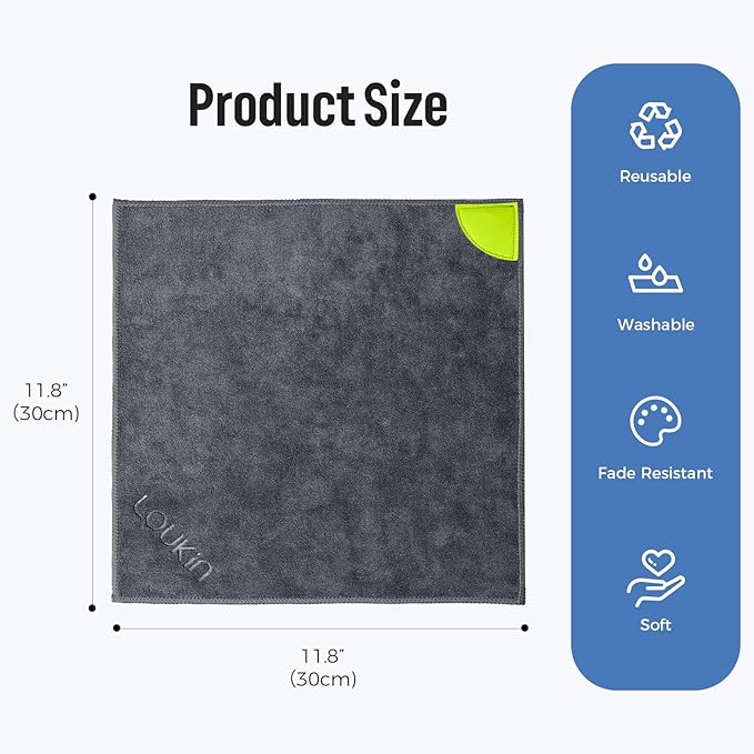 loukin Magnetic Cleaning Cloth, Microfiber Dry Erase Eraser, Washable Whiteboard Cleaning Cloth for Classroom, Home and Office, Gray, 12" x 12" - 3.4 fl oz Whiteboard Cleaner Included