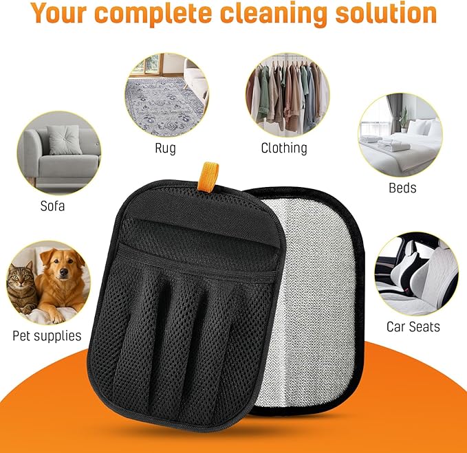 3 pcs Pet Hair Removal Glove for Dogs and Cats (2 Pack Mit, 1 Lint Scraper) - Electrostatic Fur Remover, Five Finger Magic Brush Pet Hair Remover Tool for Laundry, Cloths, Car Mats, Sofa & Bedding