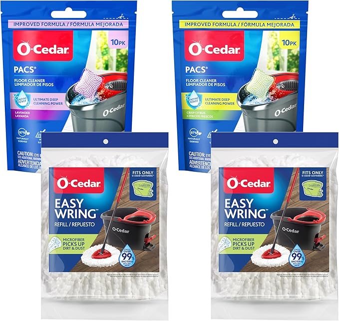 O-Cedar 2 Easywring Refills + 1 Citrus and 1 Lavender PACS (Variety Pack)