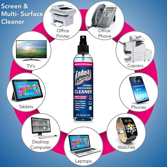 Endust for Electronics; Anti-Static, Screen & Multi-Surface Cleaner Pump Spray; Alcohol Free, Ammonia Free; 8 Fl oz (097000)