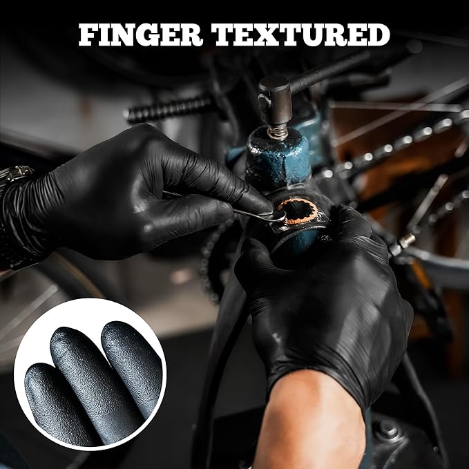 TitanFlex Disposable Nitrile Exam Gloves, 6-mil, Black, Heavy Duty, Latex Free, Food Safe for Cooking & Food Prep