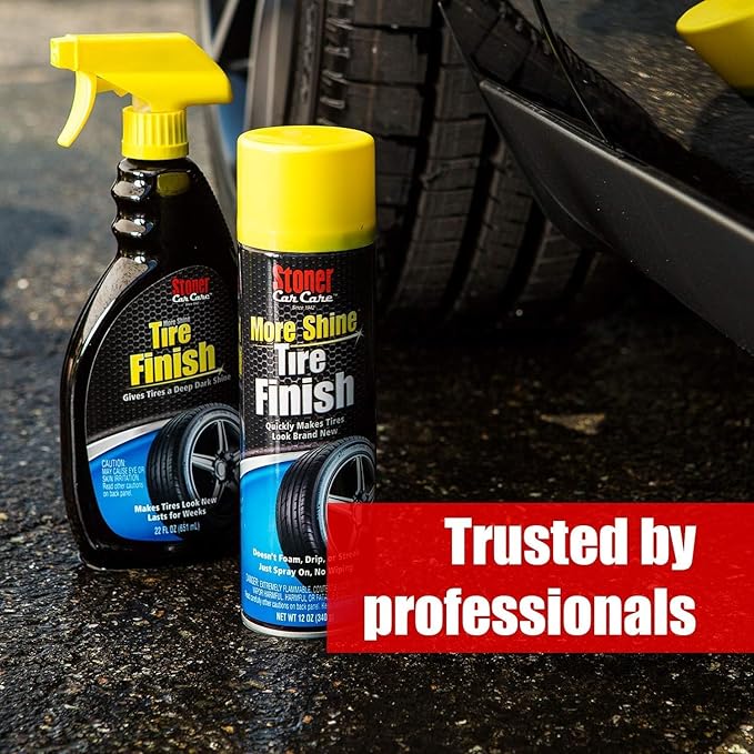 Stoner Car Care 91044-3PK Original More Shine Tire Finish – Tire Shine Spray for a Deep Matte Black Finish with Long-Lasting Rain-Resistant Protection, Non-Greasy No Sling – 12 oz (Pack of 3)