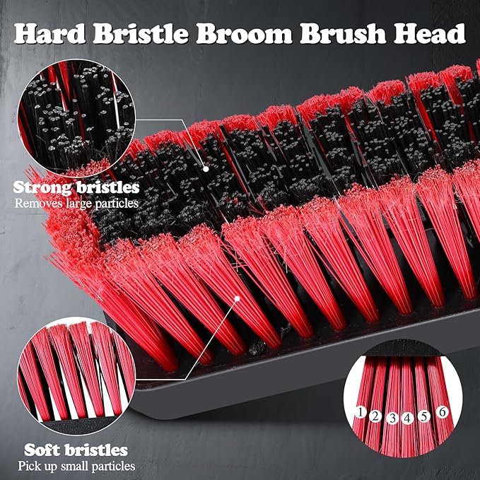 MASTERTOP 24" Push Broom Outdoor, Heavy Duty Garden Brush Broom with 58" Long Handle and Stiff Bristles,Commercial Outdoor Broom for Deck Driveway Garage Yard Patio Warehouse Concrete Floor Cleaning