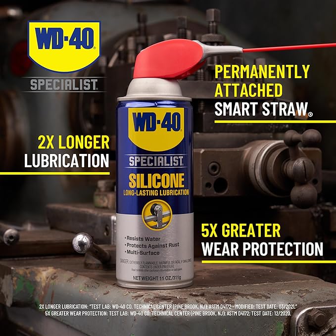 WD-40 Specialist Silicone Lubricant with Smart Straw Sprays 2 Ways, Twin-Pack, 11 OZ, [12-Pack]