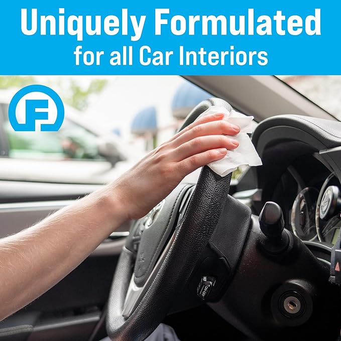 Fortress Car Interior Wipes (25 ct.) for Car Interior Cleaning, Dashboard, Seats, Detailing, and Steering Wheel [Travel Size] Skin-Safe Car Interior Cleaner Supplies