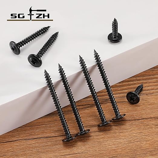 #8 x 2 Inch Wood Screw 500Pcs Alloy Steel Standard Thread Truss Head Fast Self Tapping Black Oxide by SG TZH