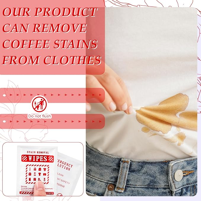 Timgle 200 Pcs Stain Remover Wipes Individual Wrapped Wipes Stain Remover Mini for Clothes Fabric Laundry Carpet Messy Eater Car Seat Upholster Clean (White)