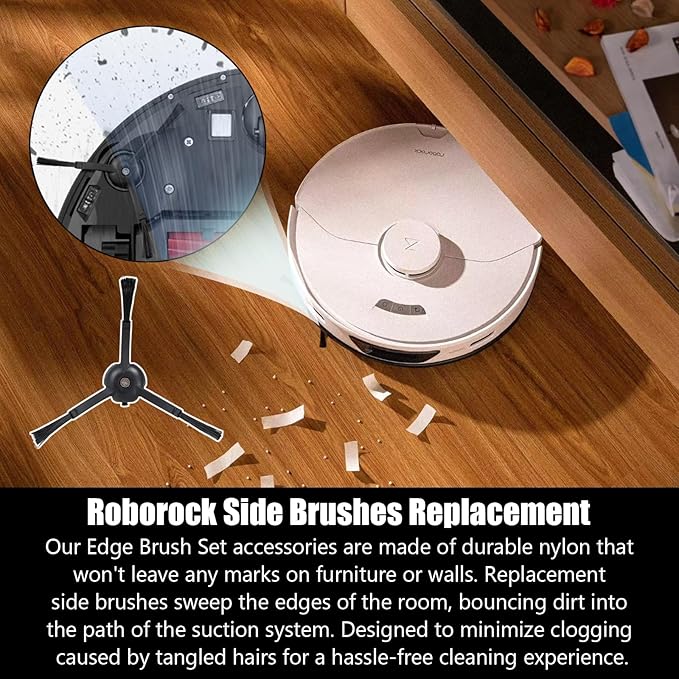Pmosata S7 Replacement Parts for Roborock S7 MaxV Plus T7S Robot Vacuum - 2 Main Brushes, 4 Mop Cloths, 4 Filters, 4 Side Brushes, Red