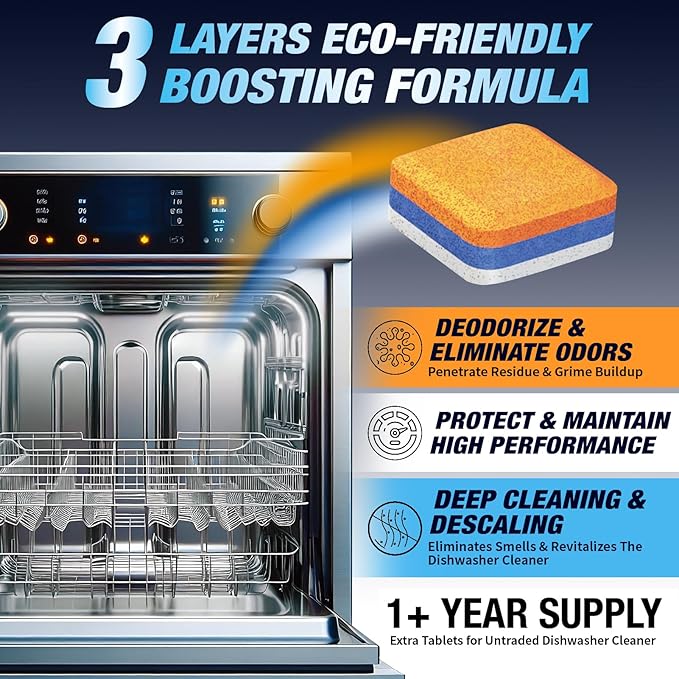 Washing Machine Cleaner Tablets Front Load 28 Pack & Dishwasher Cleaner Deodorizer Descaler Tablets 56 Pack Bundle - 1 Plus Year Supply - Septic Safe Eco Friendly Formula