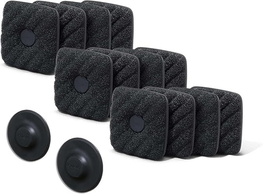 Ionic Non-Scratch Dish Sponges with Magnetized Holder, Odor Resistant Synthetic Scrub Sponges, 12 Pack, Black