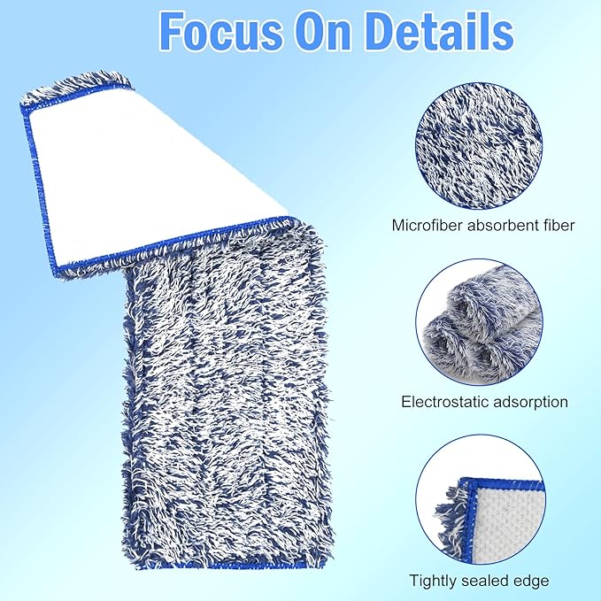 6 Pack Reusable Microfiber Pad for Bona Mop, 6 Pack Value - Use with Bona Mops, Includes 2 Pack Dusting Pad, 2 Pack Cleaning Pad and 2 Pack Deep Clean Pad