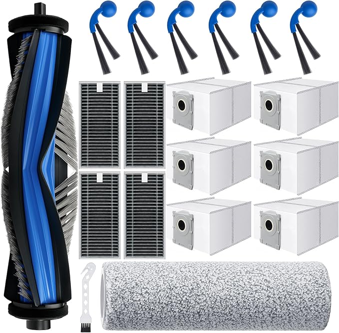 Bluevisk T80 Omni Replacement Parts for Ecovacs Deebot T80 Omni T80 for Yeedi M14 Plus Robotic Vacuum Cleaner Parts with 1 Roller,1 Mop,4 HEAP,6 Dust Bag,6 Side Brush,1 Clean Brush Accessories