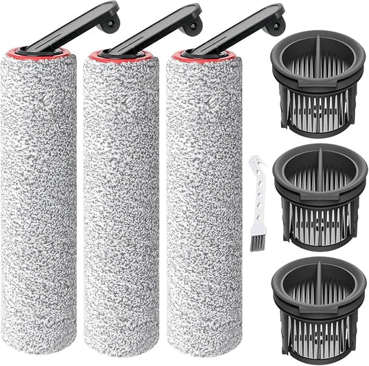 (7pcs) HEPA Filters & Replacement Parts Kit Brush Rollers Compatible For Dreame H14/H14 Pro/H14 Dual Wet Dry Vacuum Cleaner, Replacement Parts Accessories Kit Inclue 3 Vacuum Filter, 3 Brush Rollers