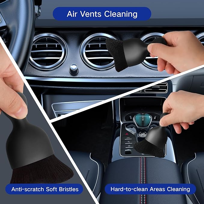 Qydipclin 11pcs Windshield Cleaner Tool, Car Window Cleaning Wash Kit with 6 Reusable Microfiber Pads 2 Spray Bottles and Extendable Handles Auto Glass Wiper Kit, Blue