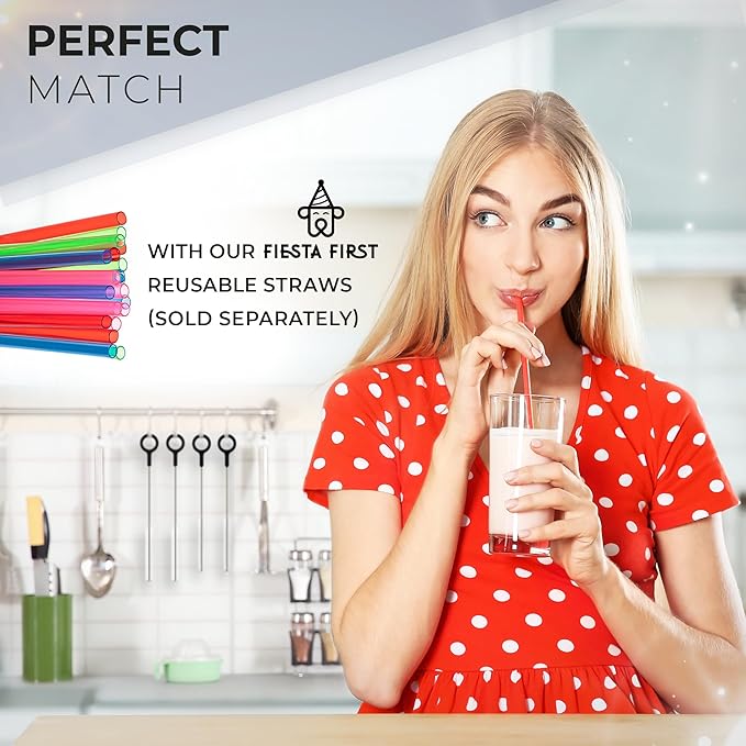 Buenalife Heavy Duty Cleaning Brushes Set of 8 - Extra Long Straw Cleaners for Metal and Plastic Reusable Drinking Straws, to Clean Small Spaces, Sippy Cups, Water Bottles - Sturdy Hard Brush Bristles
