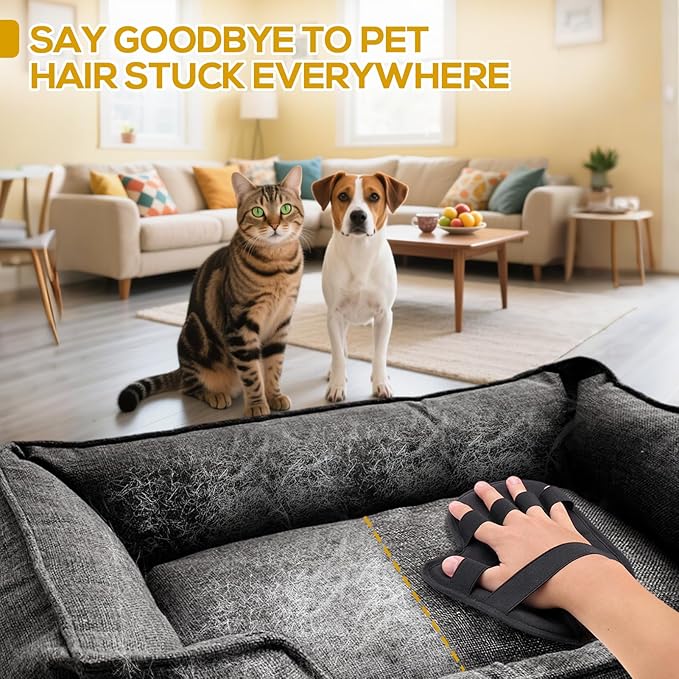 BABORUI Pet Hair Removal Glove - 2 Packs Newly Upgraded Five Finger Magic Brush Pet Hair for Cats & Dogs, Pet Hair Remover Tool for Furniture, Car, Couch, Carpet, Clothes