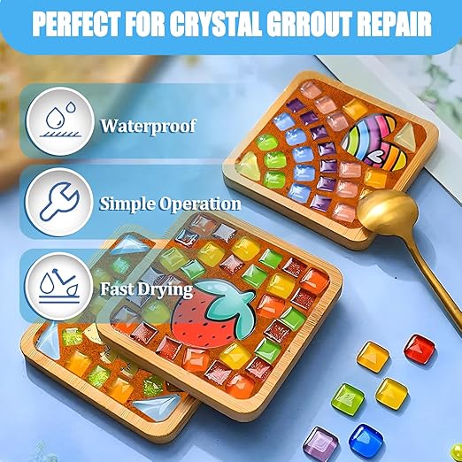 OOTDART Mosaic Crystal Grout, Mosaics Tile Tools, Mosaic Tile Accessories – Essential for Handmade Grouting and Perfect for DIY Craft Projects (Orange Red, 8.8oz)