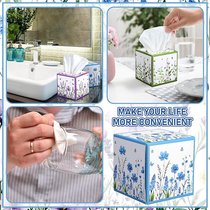 12 Pack Fall Floral Facial Tissues Cube Boxes 600 Sheets 3 Ply Small Square Wildflowers Face Tissues Bulk for Autumn Car Bedroom Supplies