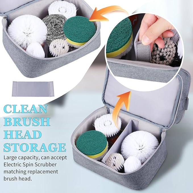 Storage Bag Compatible with Electric Spin Scrubber Portable Organizer for Cleaning Brush, Carry Case for Bathroom Floor Windows Cleaning Tool, Household Cleaning Supplies Organizer, Bag Only