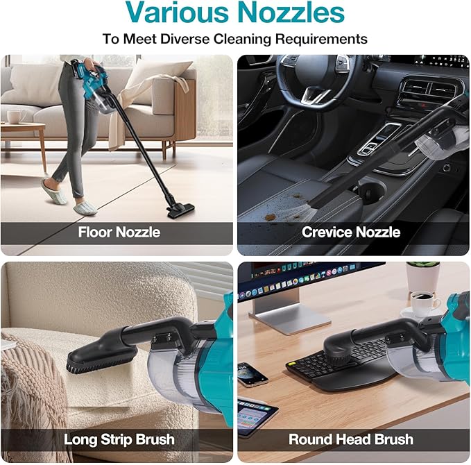 CAMXTOOL Handheld Cordless Vacuum Cleaner for Makita 18V Battery, Portable Wireless Power Vacuum Cleaner, 4 Multi Nozzle, 2 HEPA Filter, Lightweigt Vacuum for Home Pet Hair, Car (Battery NOT Include)