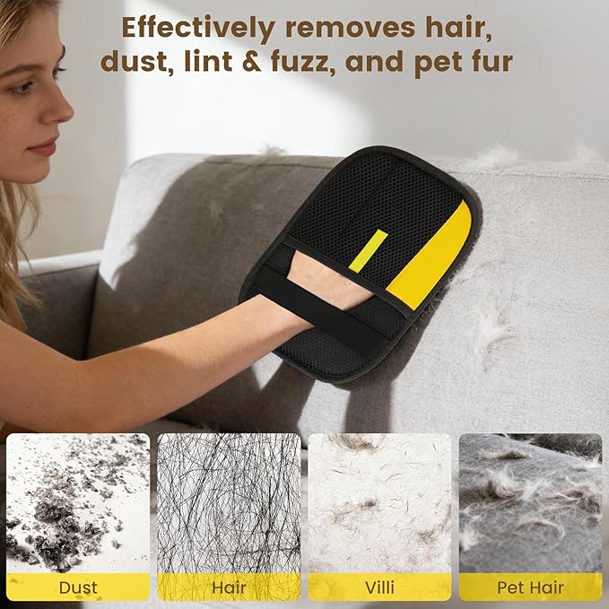 febnwn 3Pcs Pet Hair Removal Glove for Cats & Dogs, Reusable Electrostatic Pet Hair Gloves,Pet Hair Remover, Newly Upgraded Pet Hair Removal Tool for Car Seat,Clothing,Carpet,Couch