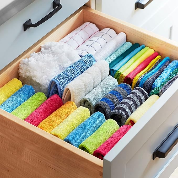 E-Cloth Glass & Polishing Cloth - Microfiber Cleaning Towel Cloth for Windows, Cars, Mirrors, Eyeglasses, & More, Streak Free Clean, Reusable & Machine Washable - Assorted Colors (4 Pack)