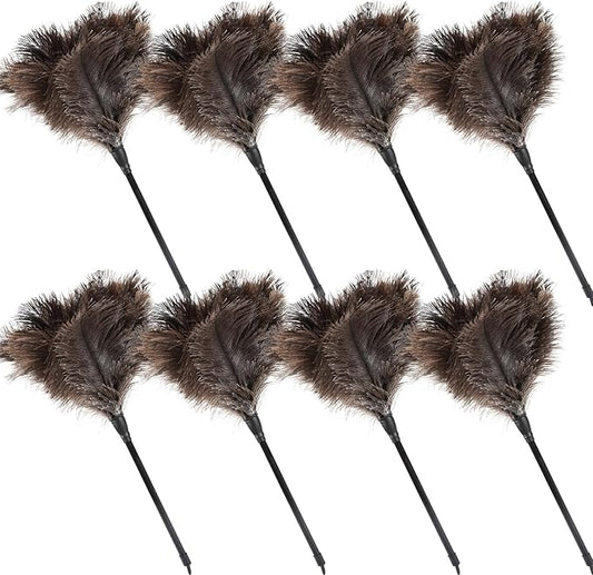 MehelloFeather Ostrich Feather Duster 15Inch Natural Fluffy Handheld Feather Dusters for Cleaning Keyboard Home Car Office (8PCS)