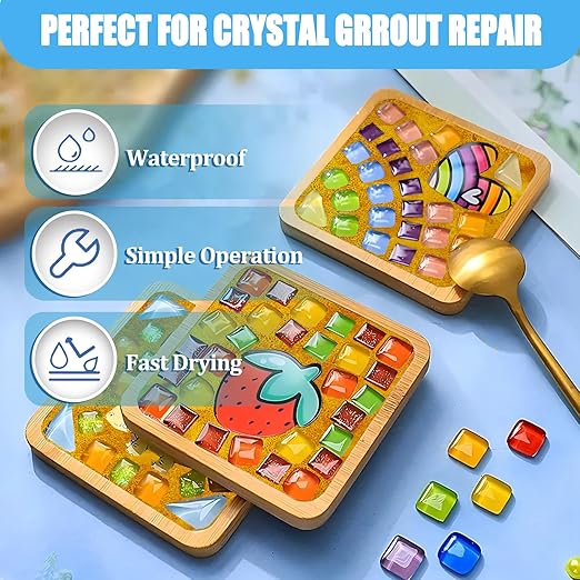 OOTDART Mosaic Crystal Grout, Mosaics Tile Tools, Mosaic Tile Accessories – Essential for Handmade Grouting and Perfect for DIY Craft Projects (Gold, 6.3oz)