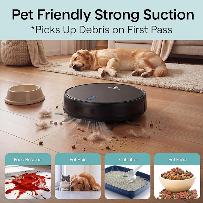 SereneLife Smart Robot Vacuum Cleaner and Mop Combo, Pro Edition with Upgraded Battery, Extreme Suction, Internal Water Tank - App Control, Ideal for Pet Hair, Carpet and Hard Floors, Black