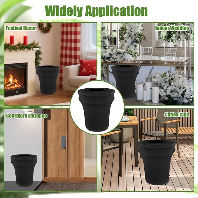 BTSKY 6 Pcs Black Round Trash Can Cover 32 Gallon Stretch Spandex Trash Can Covers Outdoor Decorative Trash Bin Covers for Outside Wedding Parties Commercial Fundraiser Decor