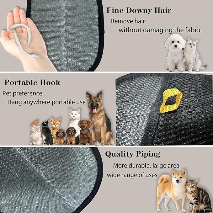WANGIRO Pet Hair Remover Glove (2-Pack)-Reusable Dog & Cat Fur Remover Mitt for Furniture, Couch, Clothes, Bedding & Car Interior-High-Efficiency Lint Brush with Breathable Mesh, 7" x 9.5"