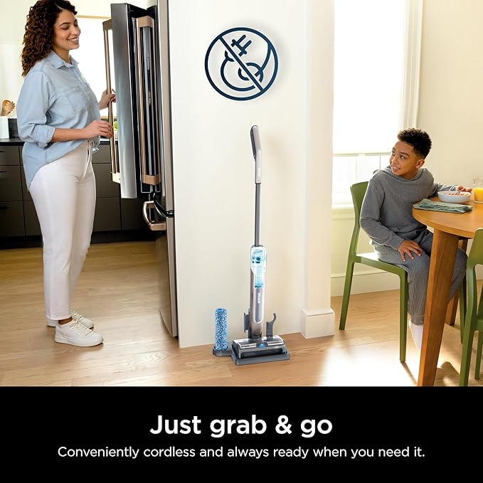Shark WW201 HydroDuo with Dirt-Reveal Technology, Cordless, Hard Floor Cleaning System, Wet & Dry Debris Pickup, Mops & Scrubs All at Once, Hardwood, Tile, Laminate & Stone, Stone Metallic (Renewed)