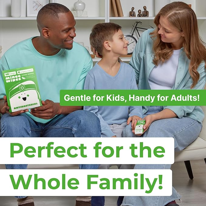 Impossibly Compact Travel Antibacterial Wipes Hand Sanitizer - 99.5% Water and Aloe - Safe for Sensitive Skin & Hypoallergenic Hand Wipes - Travel Essentials For Adults & Kids, 10 Pack Total 60 Wipe