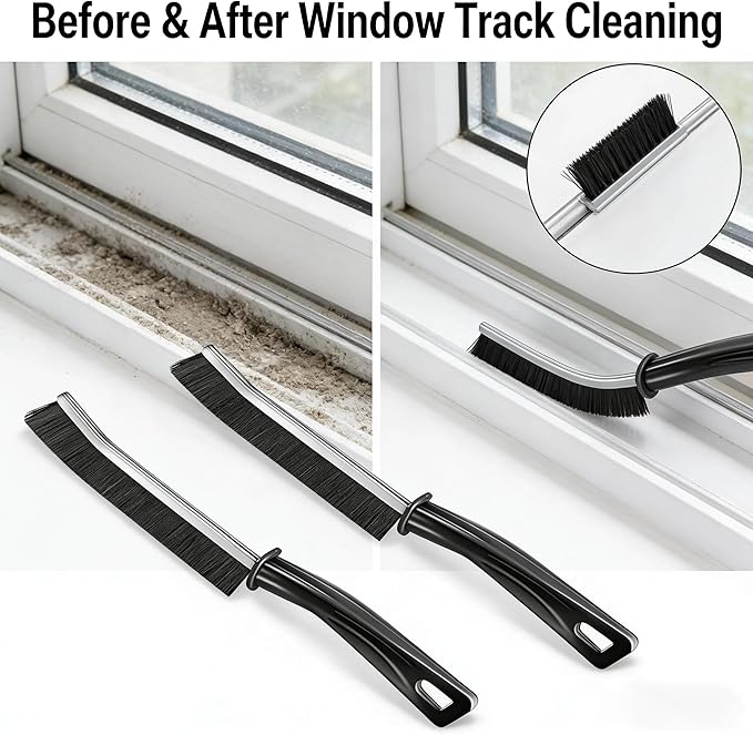 RHFJAKA 5 PCS Crevice Cleaning Brush Set, Extremely Skinny Gap Cleaning Tools,Hard Bristle Gap Brush for Bathroom & Kitchen, Grout Cleaner Tool for Window Tracks and Tile Lines,Car Detailing