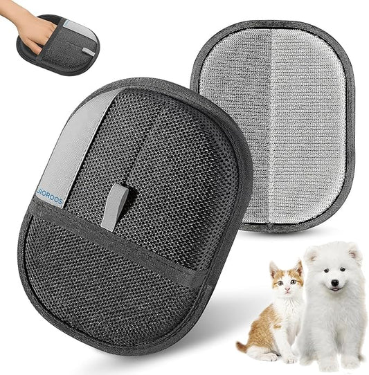 Jioroos Pet Hair Removal Glove for Cats & Dogs, Upgraded Electrostatic Reusable Pet Hair Remover Tool, Magic Fur Removal Mitt for Laundry, Couch, Carpet, Car Seat, Pet Grooming Gloves (2)