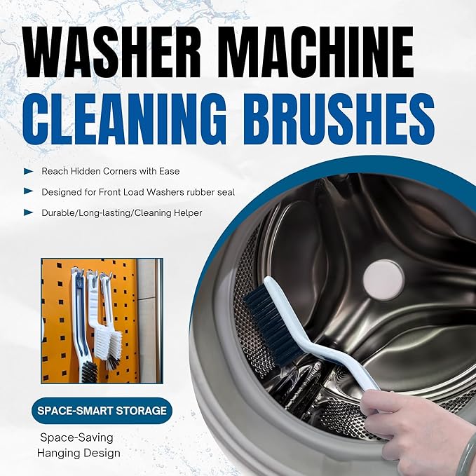 Washing Machine Cleaning Brush Set – Physical Cleaning Kit for Front Load Washer Drum, Rubber Seal & Detergent Drawer – Multi-Brush Tool Set for Deep Cleaning Crevices, Gasket & Appliance Gaps