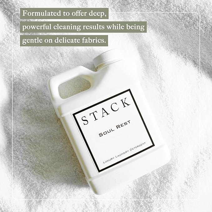 STACK Soul Rest Luxury Laundry Detergent - Premium Scented Laundry Detergent for HE & Standard Washers - Infused with Jasmine & Saffron - Paraben & Dye Free - Gentle & Effective Cleaning - 16 oz