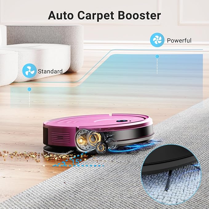 MBYULO Robot Vacuum and Mop Combo 5000Pa 650mL 2 in 1 Mopping Robot Vacuum Cleaner Schedule WiFi/Alexa/App Smart Self-Charging Robotic Vacuum Ultra-Slim