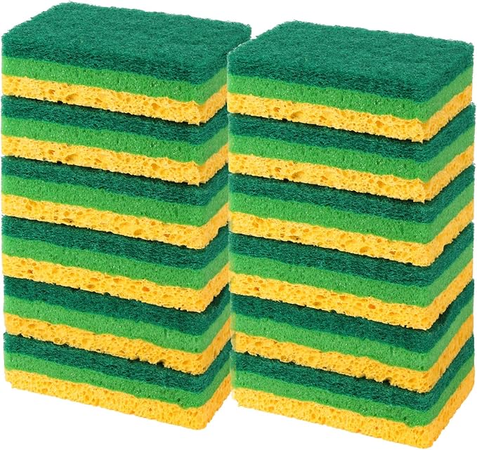 Sponges Kitchen,Non-Scratch Dish Sponge,Biodegradable Sponges for Dishes,The Most Suitable for Cleaning Kitchen Tableware and pots - 12 Pack